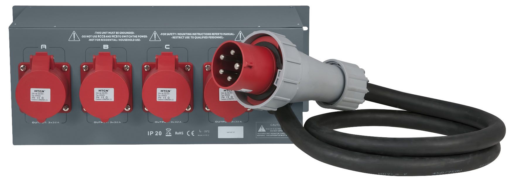 Showtec PSA-63A4C, 63A CEE auf 4x 32A CEE
