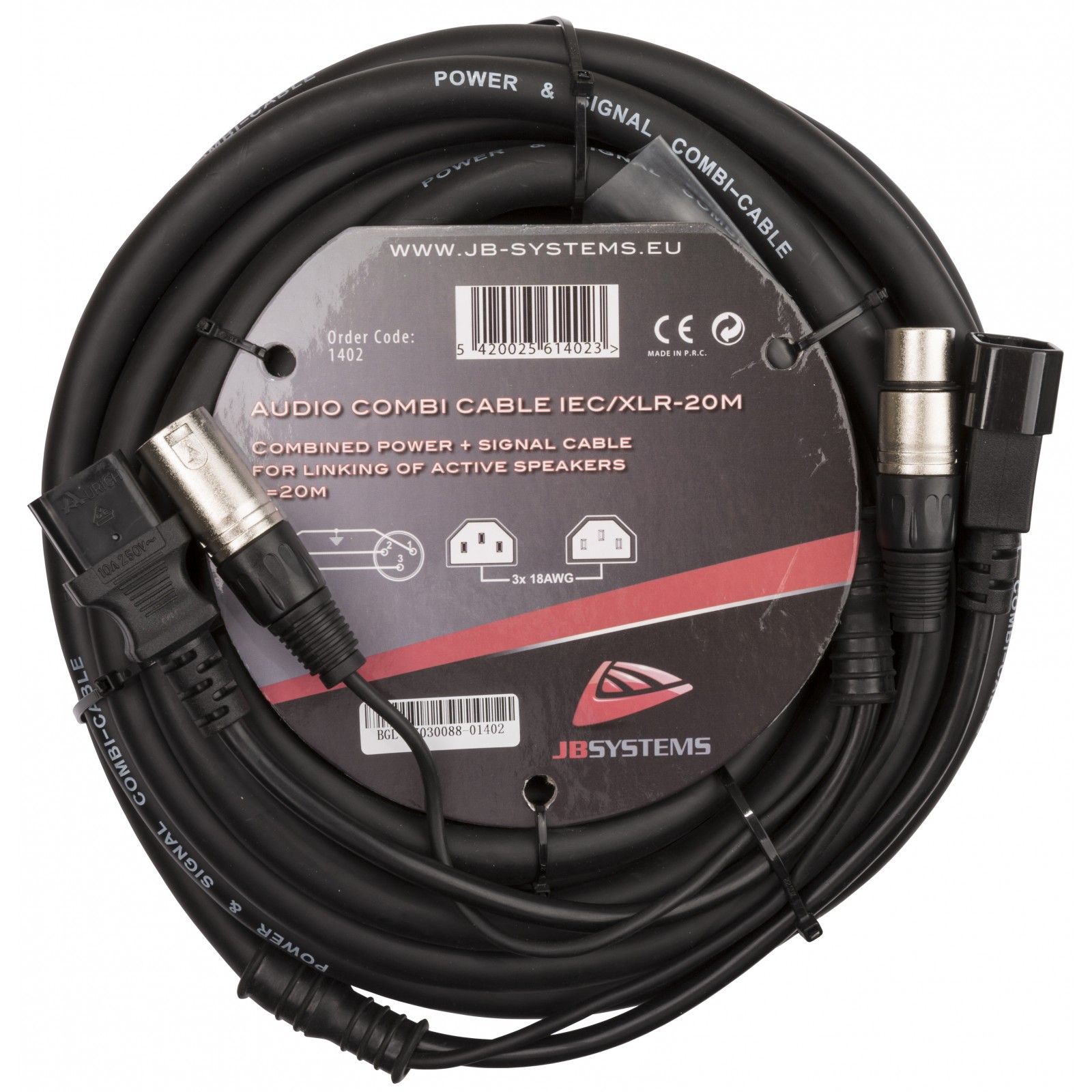 JB Systems Audio Combi Kabel IEC/XLR 20,0 Meter
