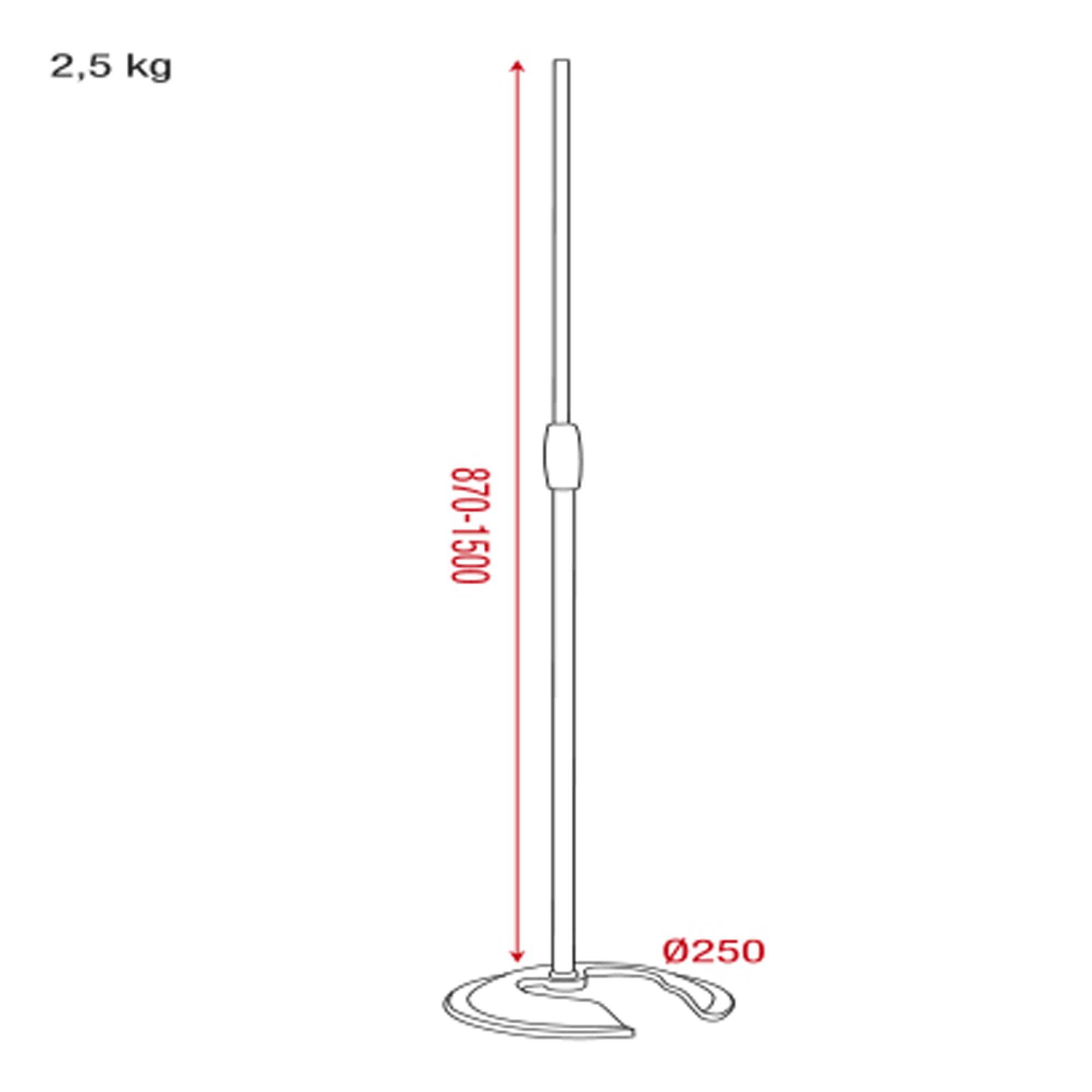 Showgear Mikrofonständer 870-1500mm mit Gewicht