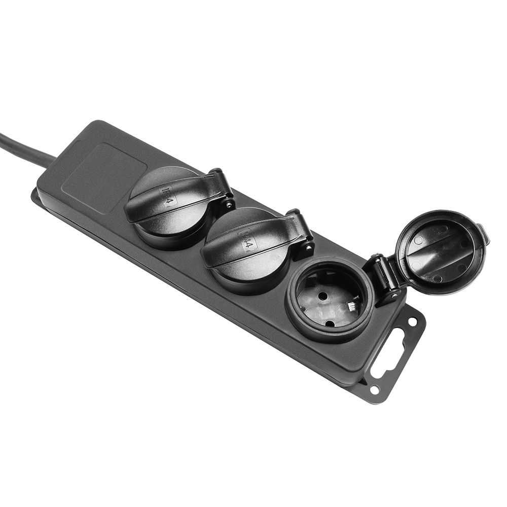 Adam Hall 3fach Steckdosenleiste IP44 schwarz