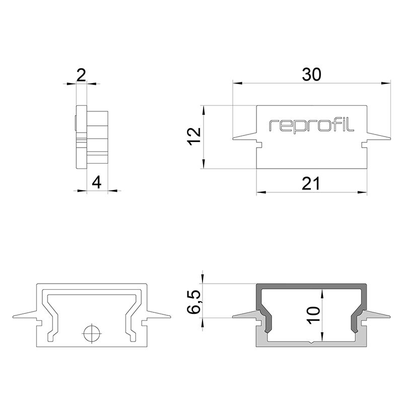 REPROFIL Endkappe H-ET-01-15 schwarz 30mm 2Stk