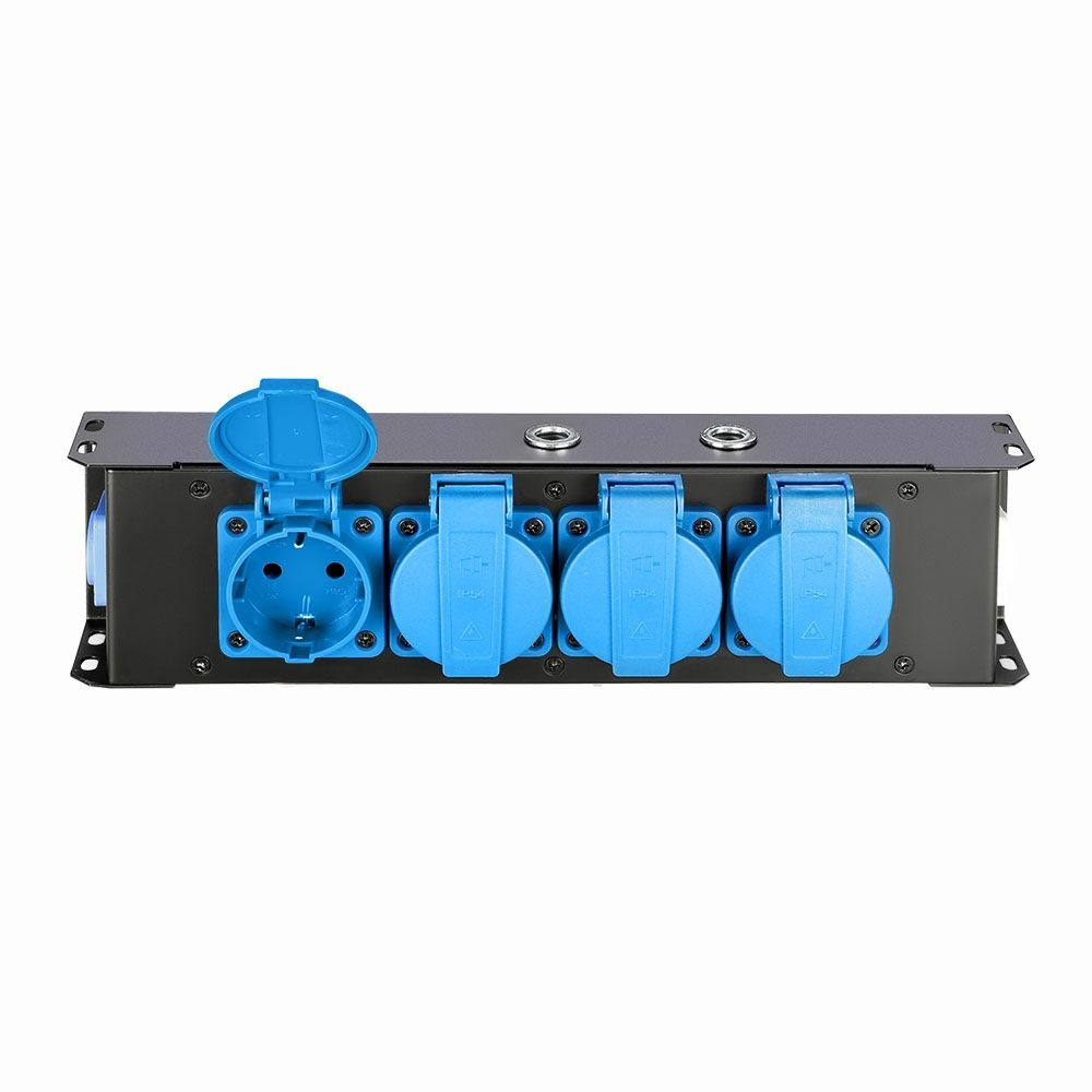 Adam Hall 4fach Steckdosenleiste, blaue Buchsen