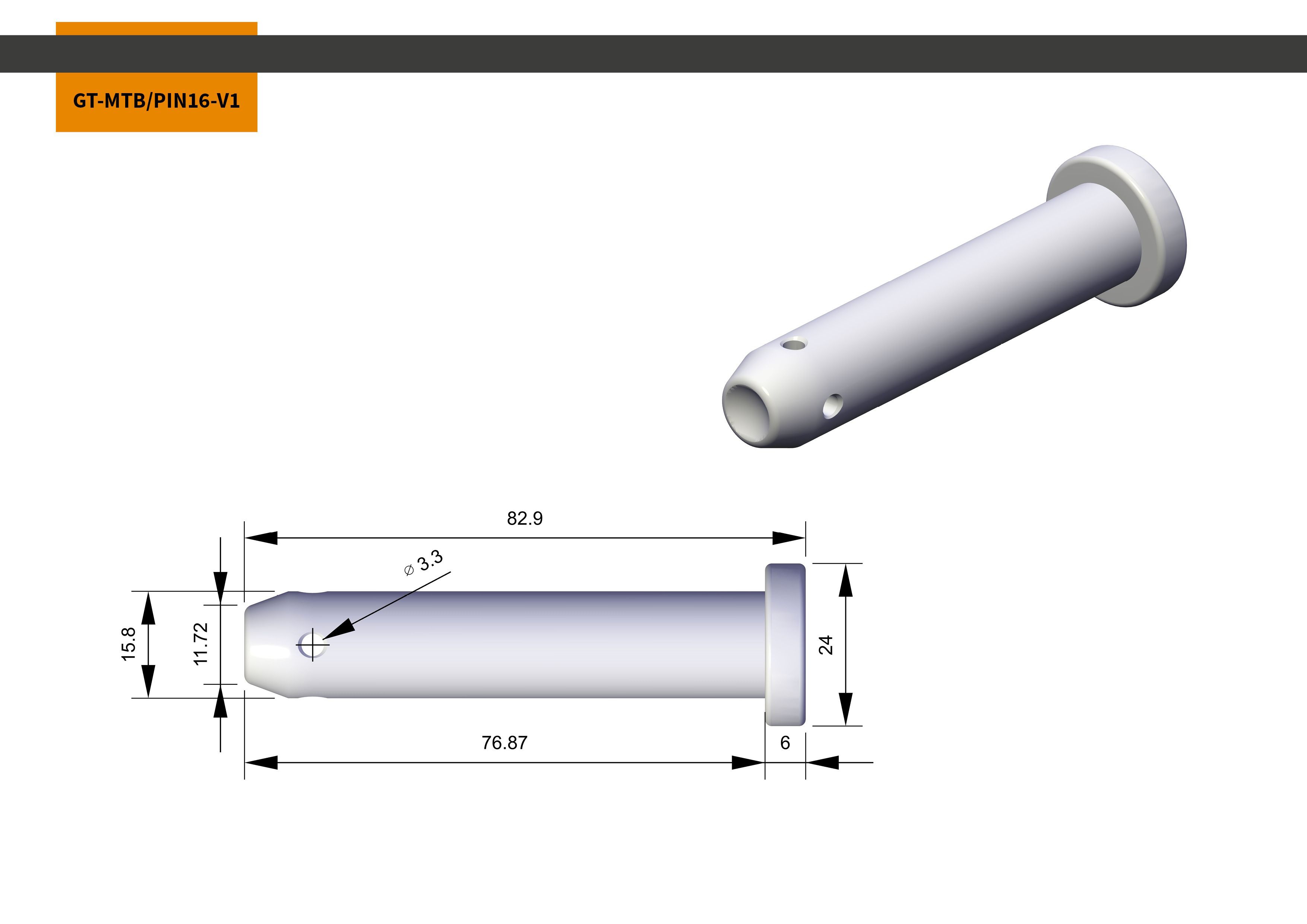 Global Truss MTB Stahlstift Abgang d=16mm + R-Clip