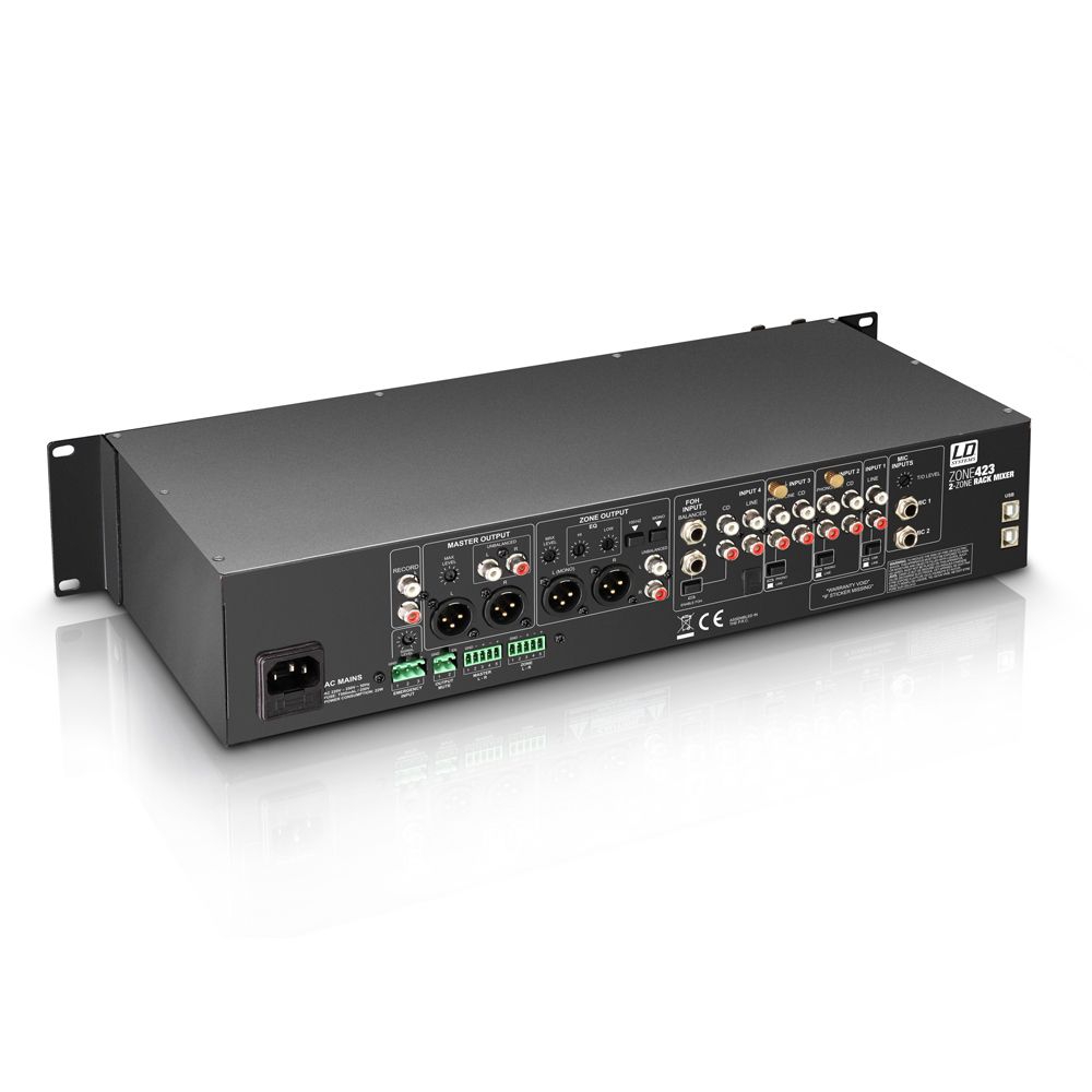 LD Systems ZONE 423 - 19 Zoll 2-Zonen Mixer 2HE