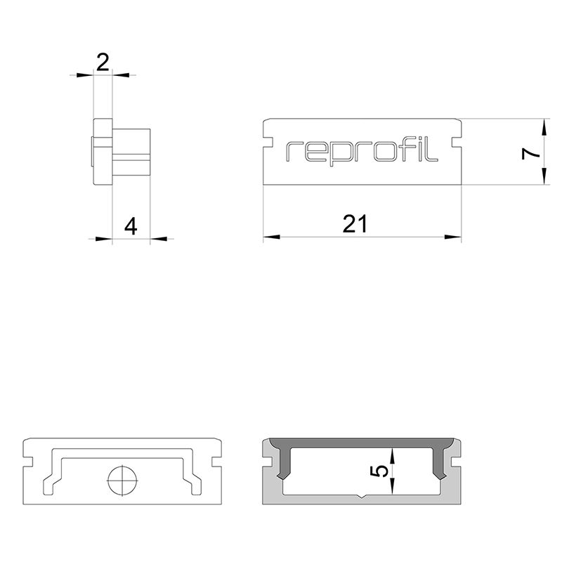 REPROFIL Endkappe P-AU-01-15 weiß 21mm 2Stk