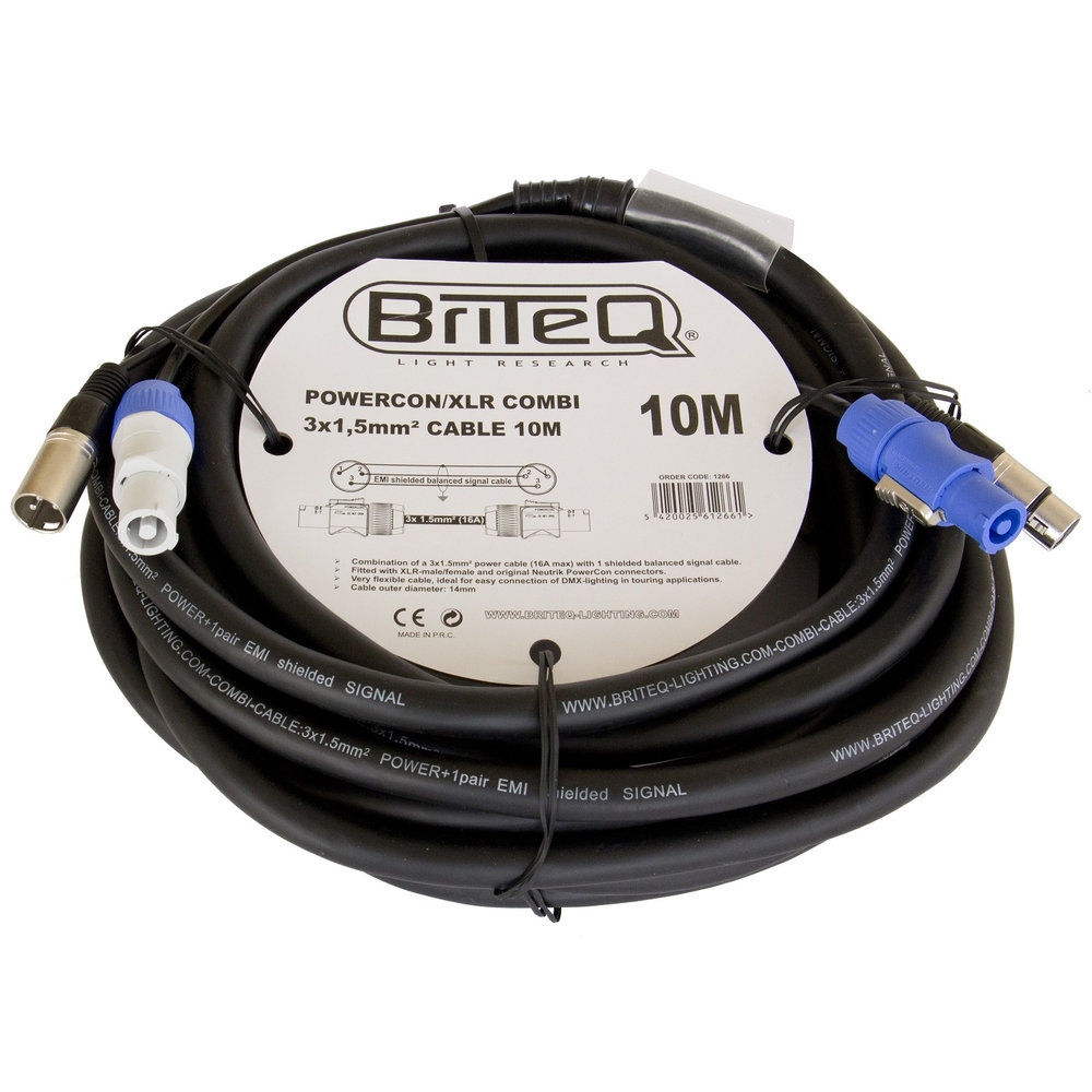 Briteq Powercon/XLR PRO Kombi Kabel 10 Meter
