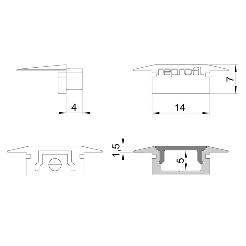 REPROFIL Endkappe P-ET-01-08 grau 23mm 2Stk