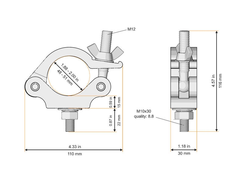 Global Truss Half Coupler Slim 48-51/30/300kg