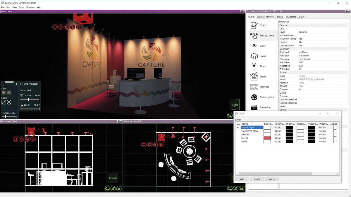 Capture Solo Edition Lichtplan. und Visualisierung