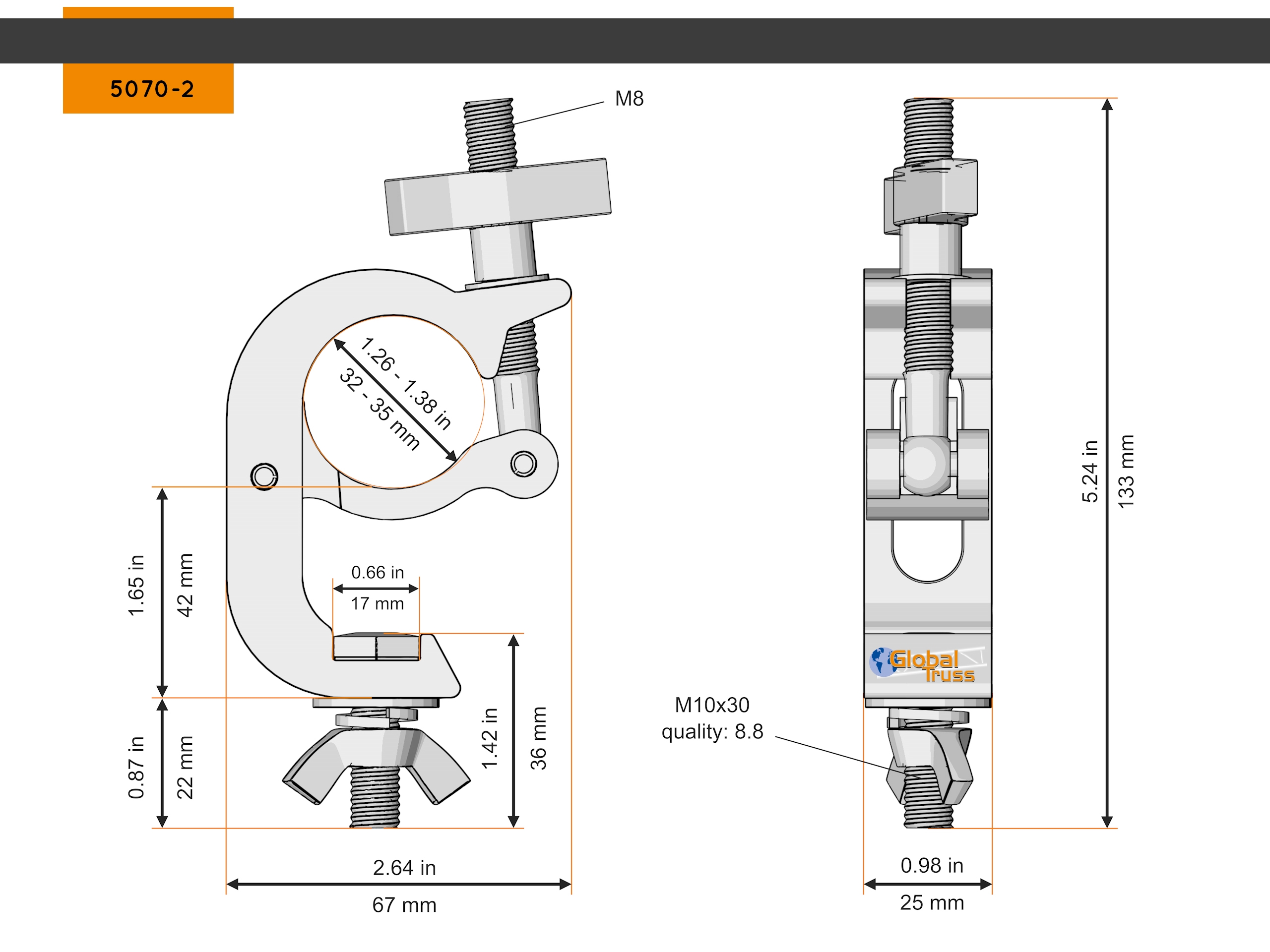 GLOBAL TRUSS Selflock Hook Small 32-35/30/100kg