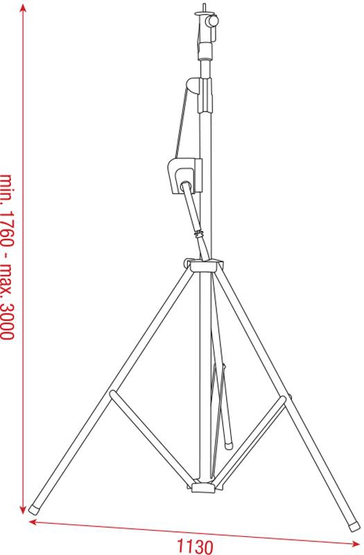 Showtec Wind-Up Lightstand 3000mm Max. Load 20kg