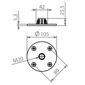Adam Hall StandsSM720 Einbauflansch mitM20 Gewinde