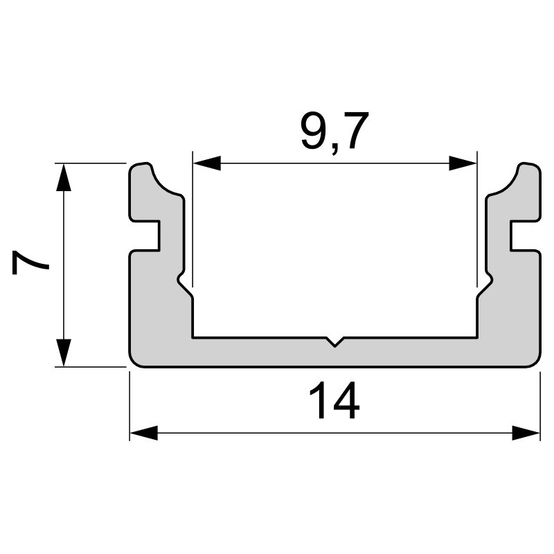 REPROFIL Profil AU-01-08 flach 1m matt-schwarz geb