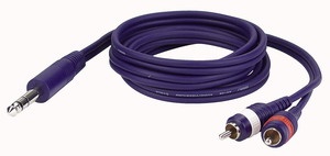 1x6,3mm Klinke Stereo / 2x RCA Chinch male 3 Meter