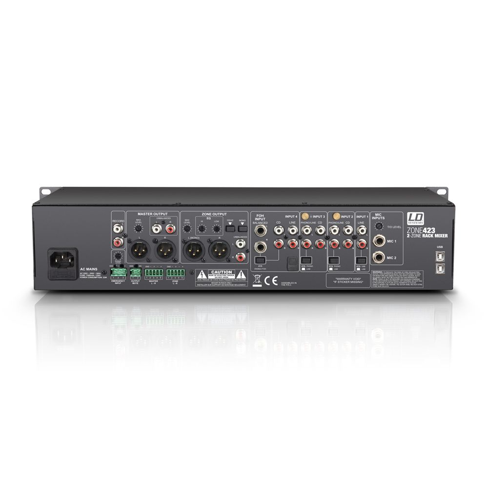 LD Systems ZONE 423 - 19 Zoll 2-Zonen Mixer 2HE