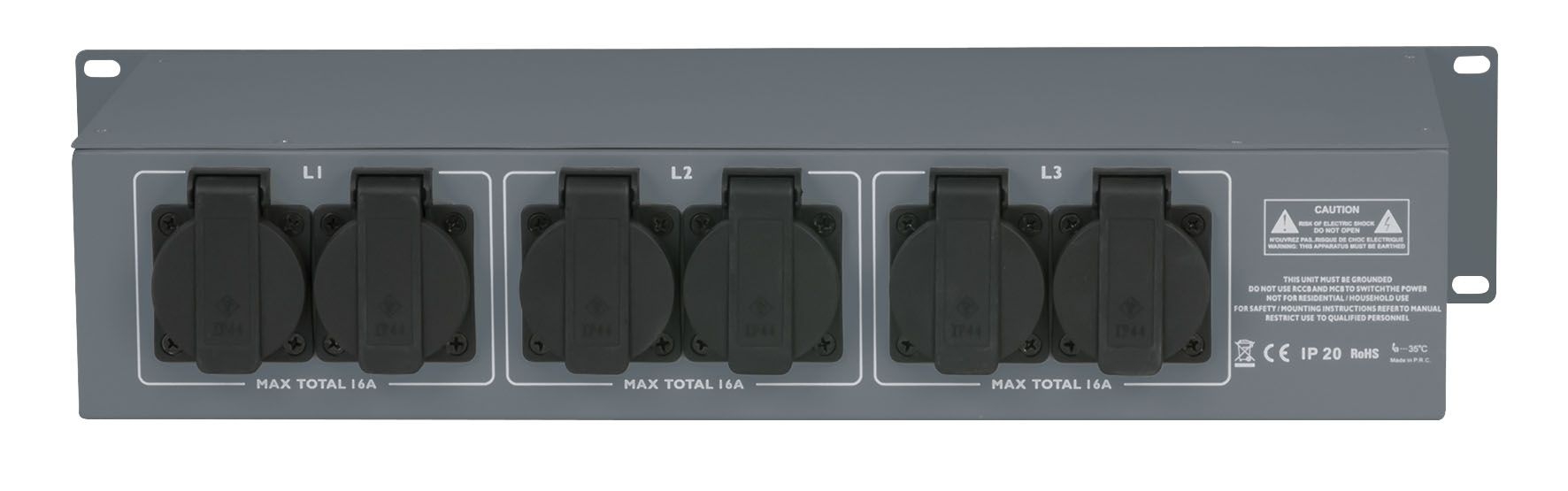 Showtec PSA-16A3S 16A 5pol. CEE auf 6x Schuko