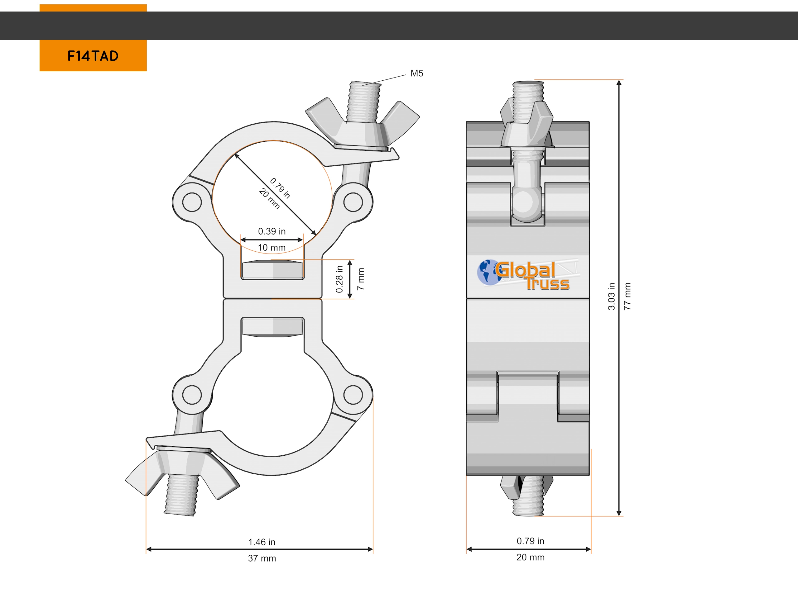 Global Truss Trussaufnehmer doppelt für 20mm Rohr