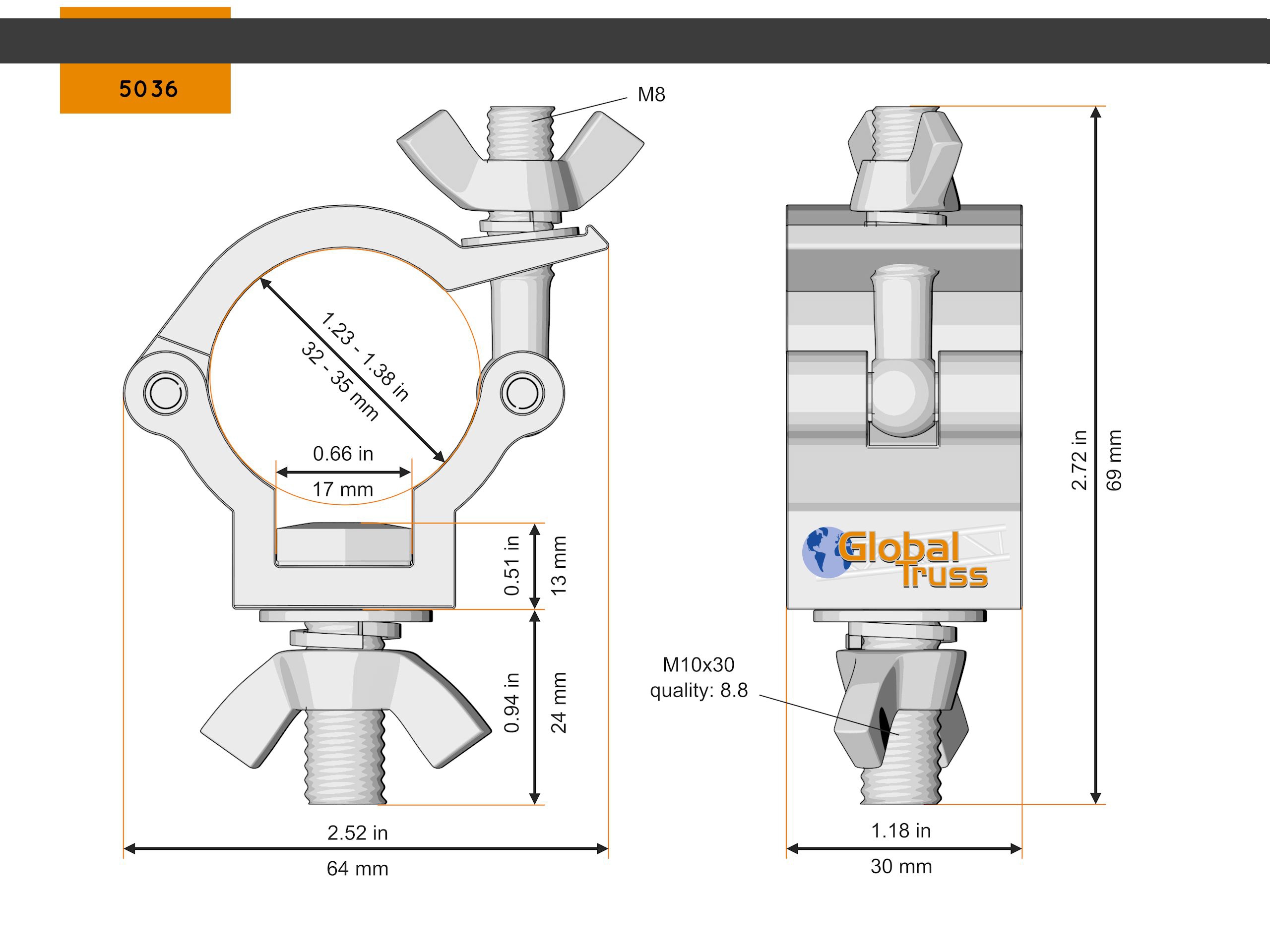 Global Truss Half Coupler Outdoor 32-35/30/75kg