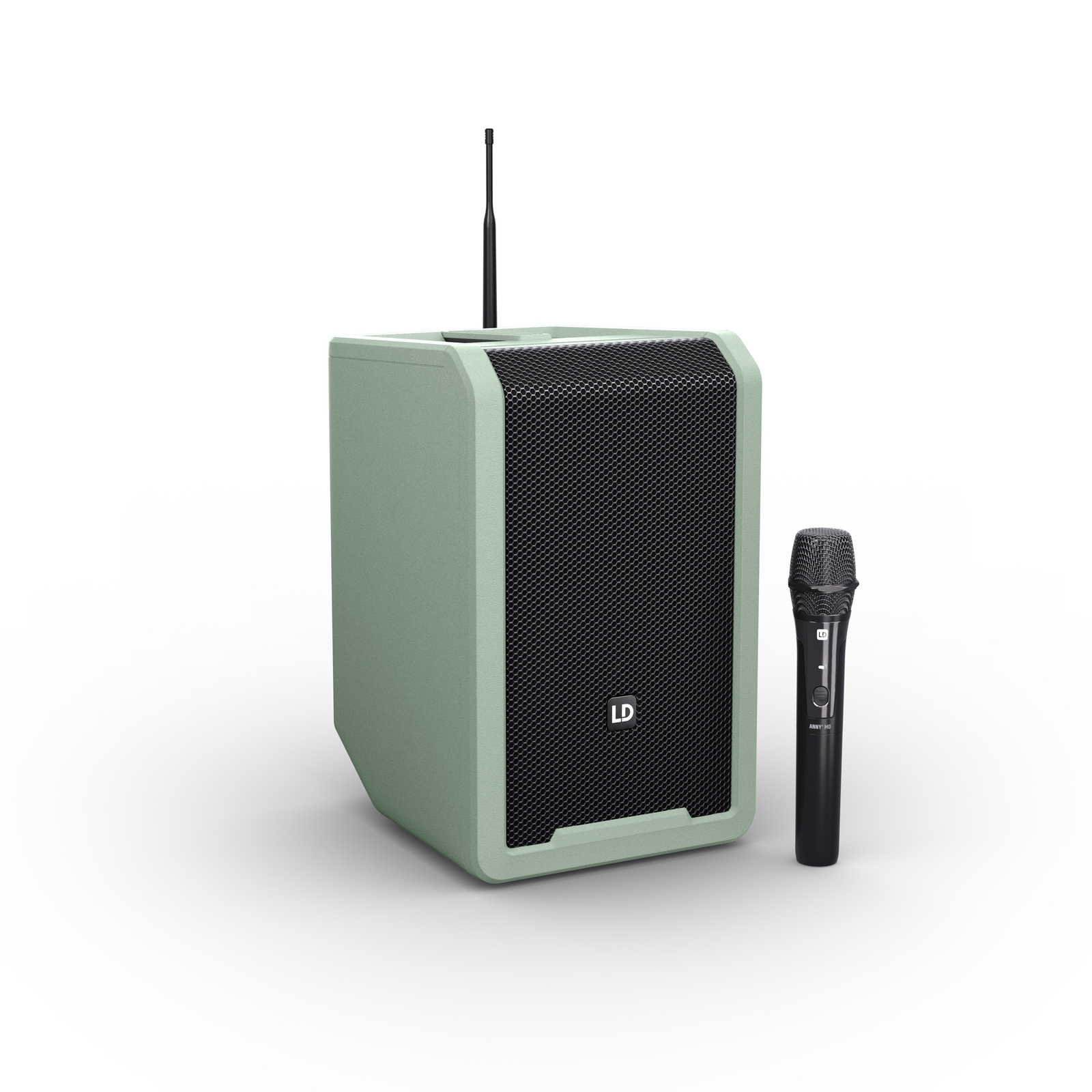 LD Systems ANNY8HHDB5GN Bluetooth-Lautsprecher mit Akku, Mixer, Funk-Mikro grün