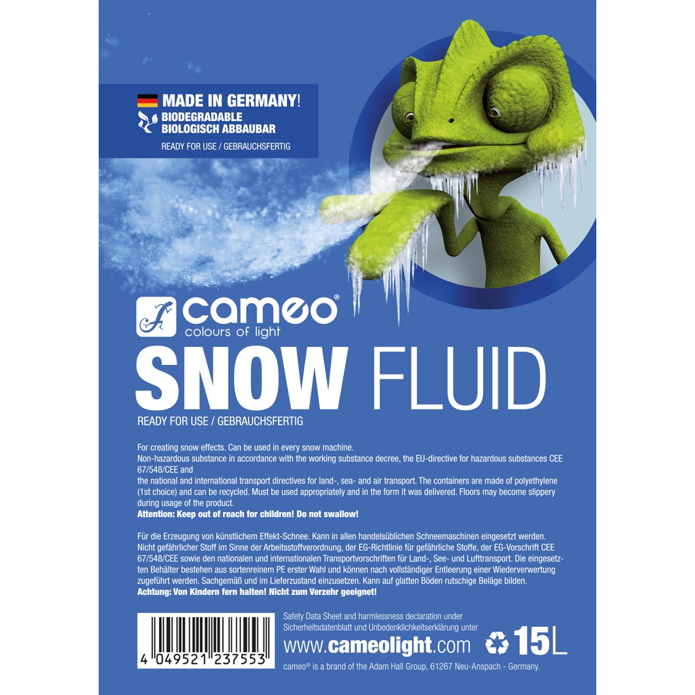 Cameo SNOW FLUID 15L Spezialfluid für Schneemaschi