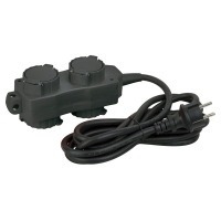 Showtec 2  2-way IP20 Multisocket 1,5 m cable 3 x